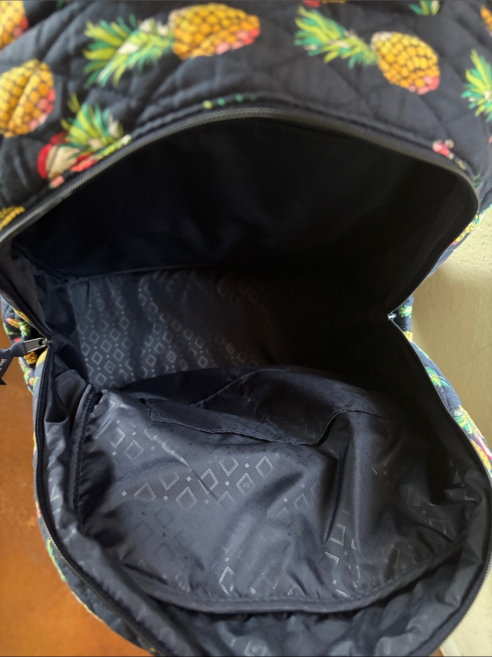 Vera Bradley Navy Quilted Pineapple Print Toucan Party Backpack - Picture 5 of 13